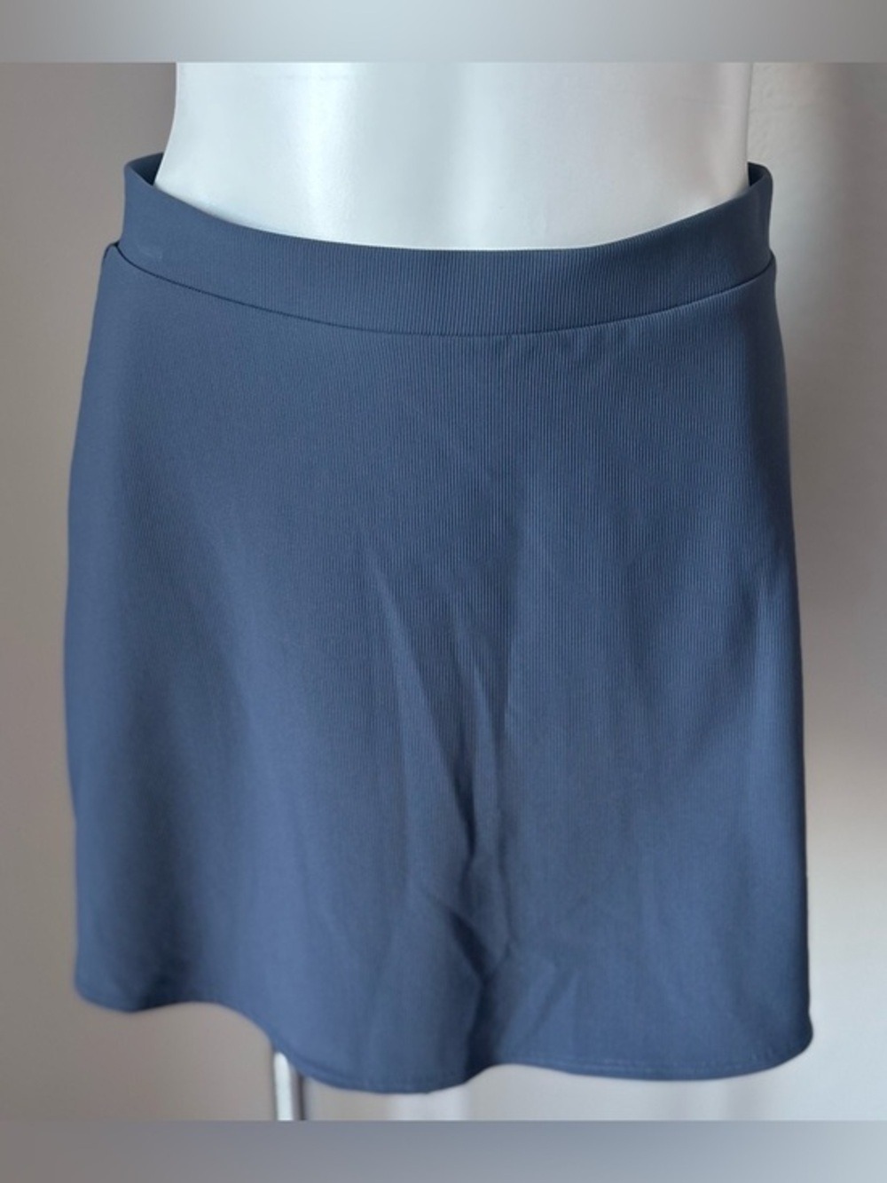 Wilo The Label Dusty Blue Ribber Mini A Line Skirt Swim Cover up Women's Sz M‎